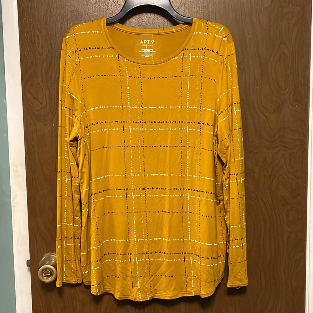 Apt 9 yellow plaid long sleeved shirt size L